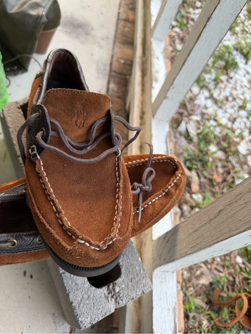 Polo by Ralph Lauren Brown Suede and Dark Brown Leather Boat Shoes